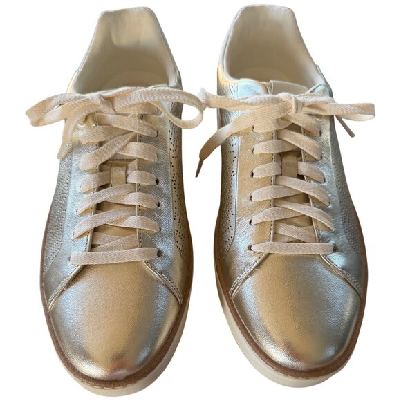 Cole Haan Women GrandPro Rally Laser Cut Sneakers Gold Metallic Leather 7.5 New - Picture 5 of 16